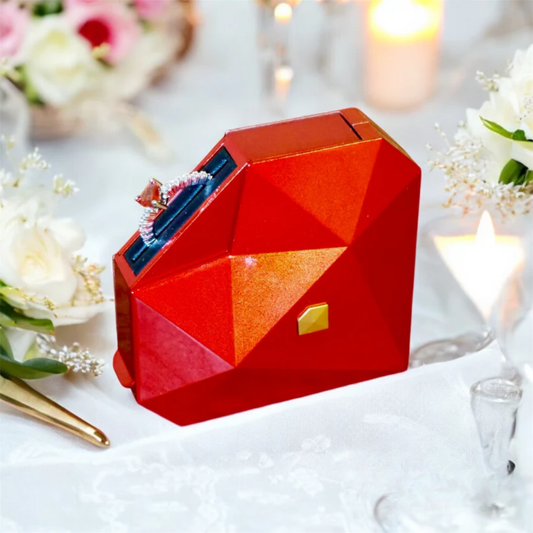 Red Heart Ring Box w/ Red Heart Promise Open Adjustable Ring