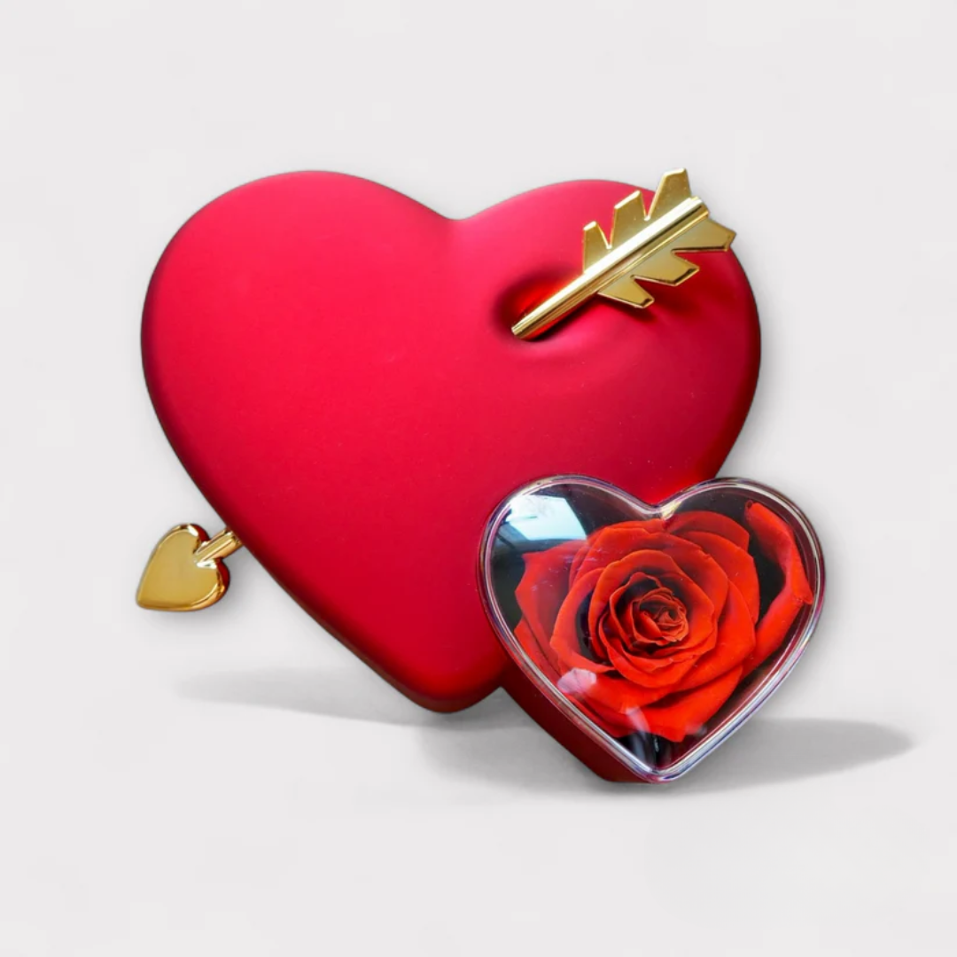 Heart Jewelry Box with Eternal Rose & Promise Ring