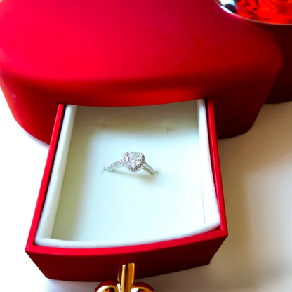 Heart Jewelry Box with Eternal Rose & Promise Ring