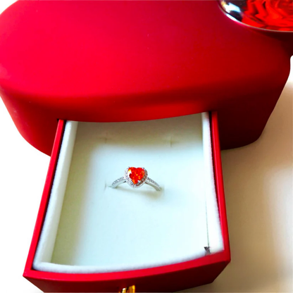 Heart Jewelry Box with Eternal Rose & Promise Ring
