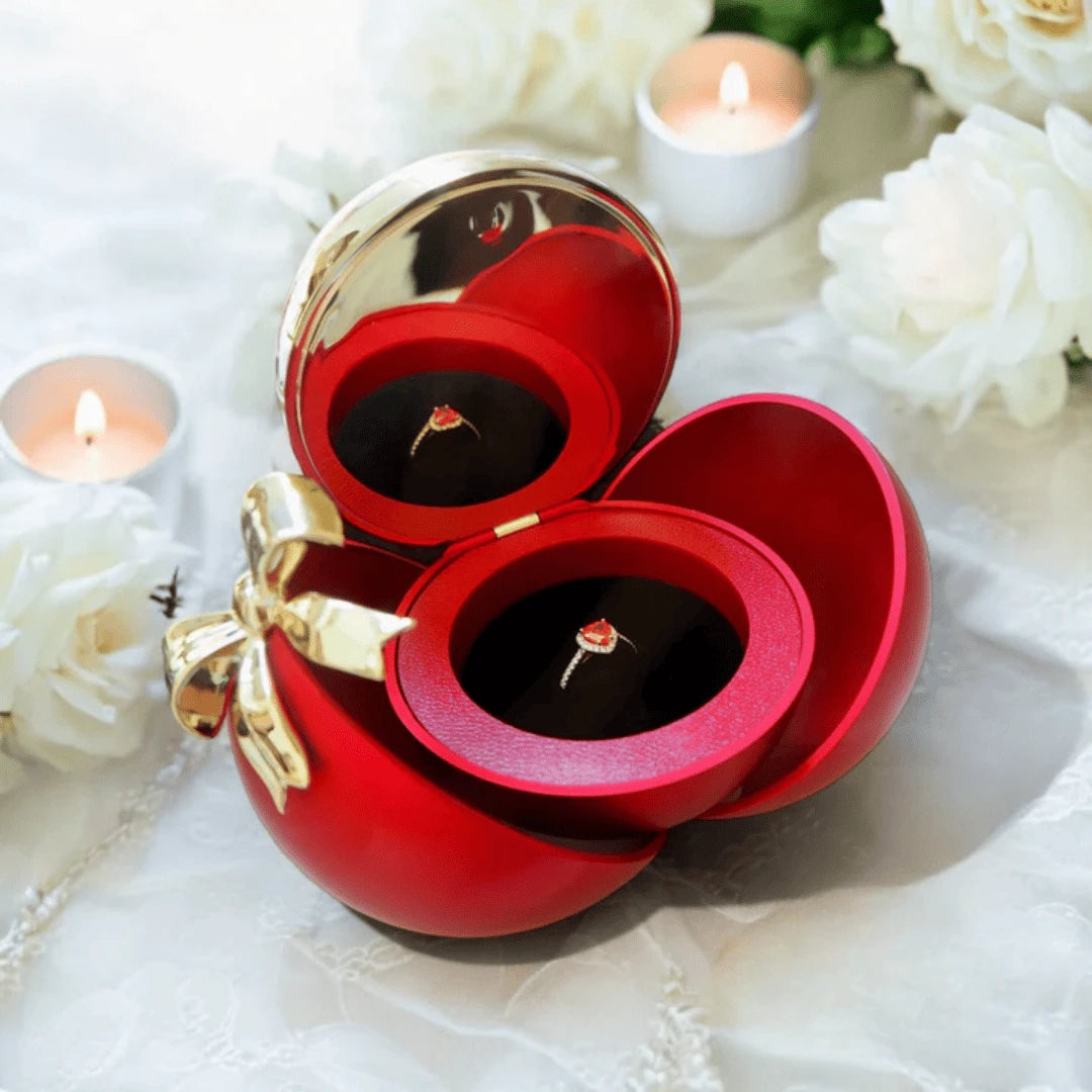 Round Eternal Rose Jewelry Gift Box w/ Heart Promise Ring