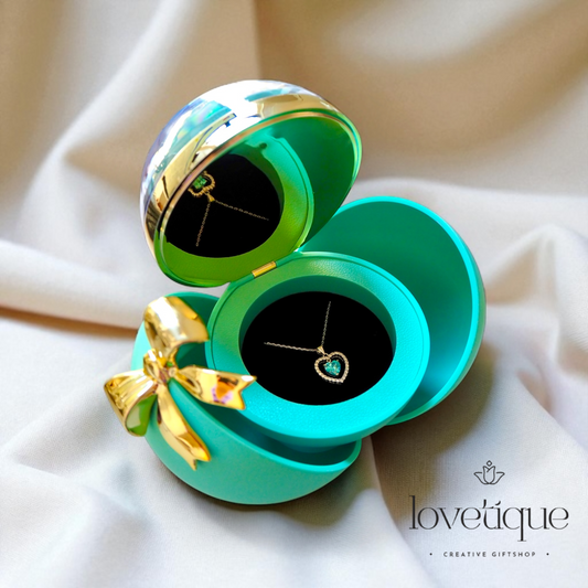 Round Blue Eternal Rose Jewelry Gift Box w/ Necklace