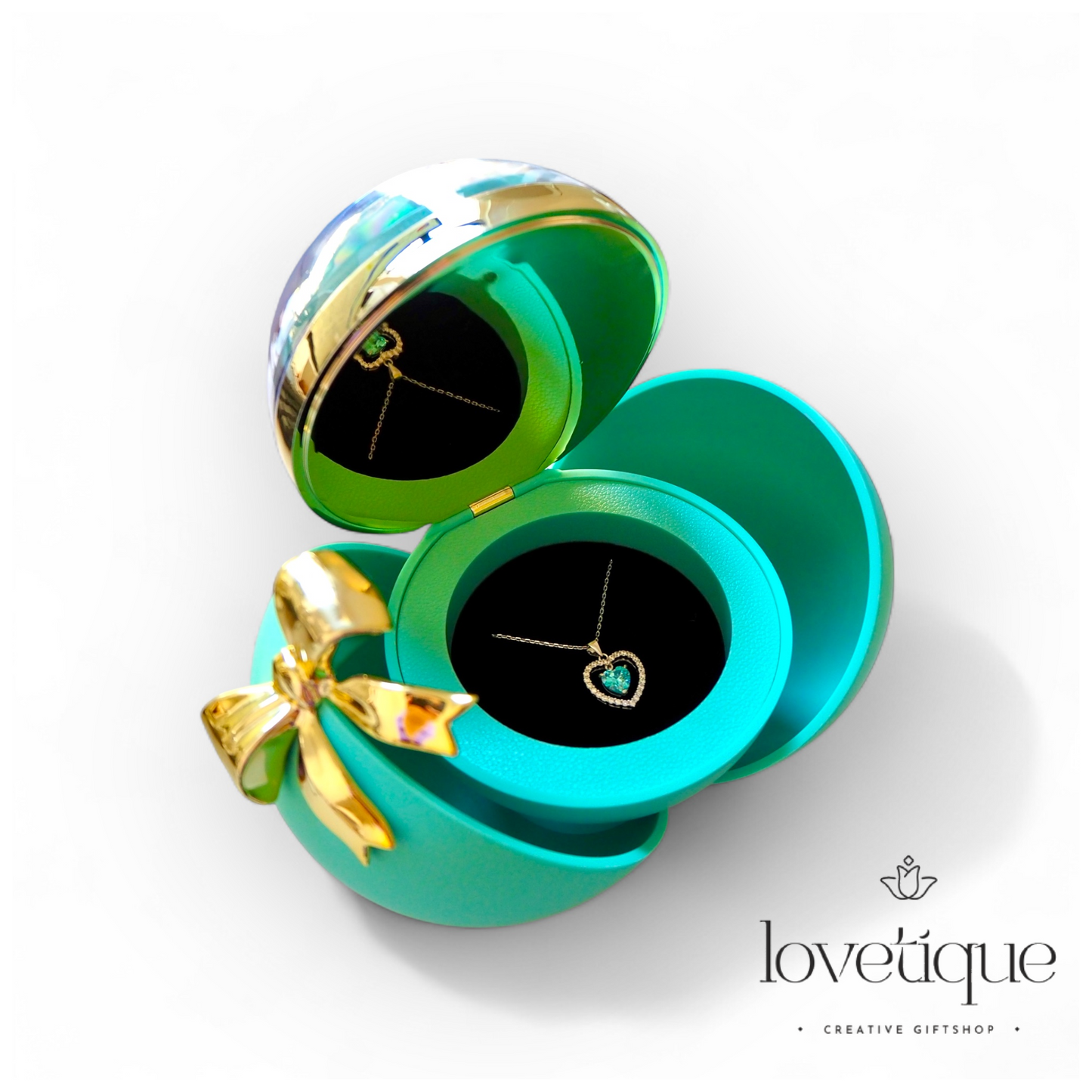 Round Blue Eternal Rose Jewelry Gift Box w/ Necklace