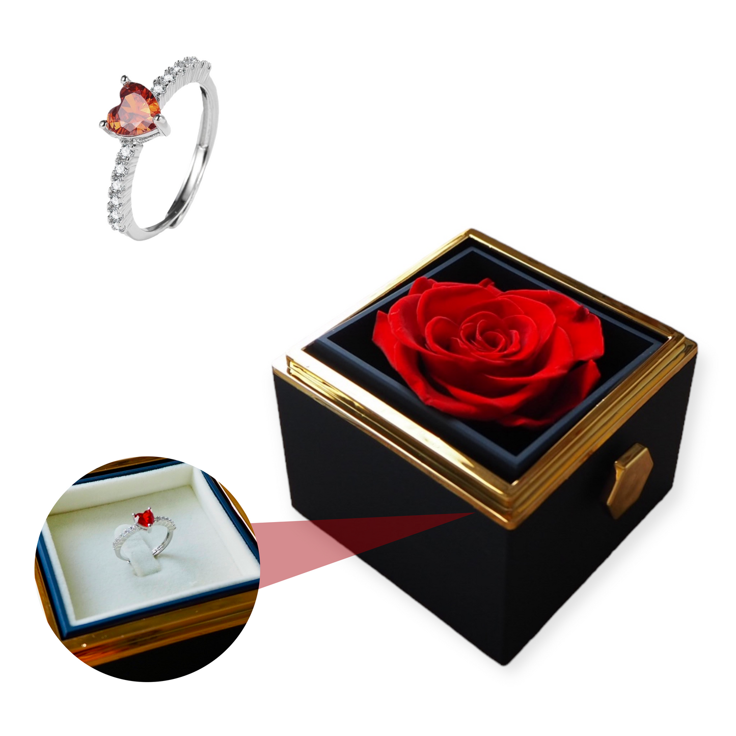 Baby Blue Eternal Rose Box w/ Heart Promise Ring
