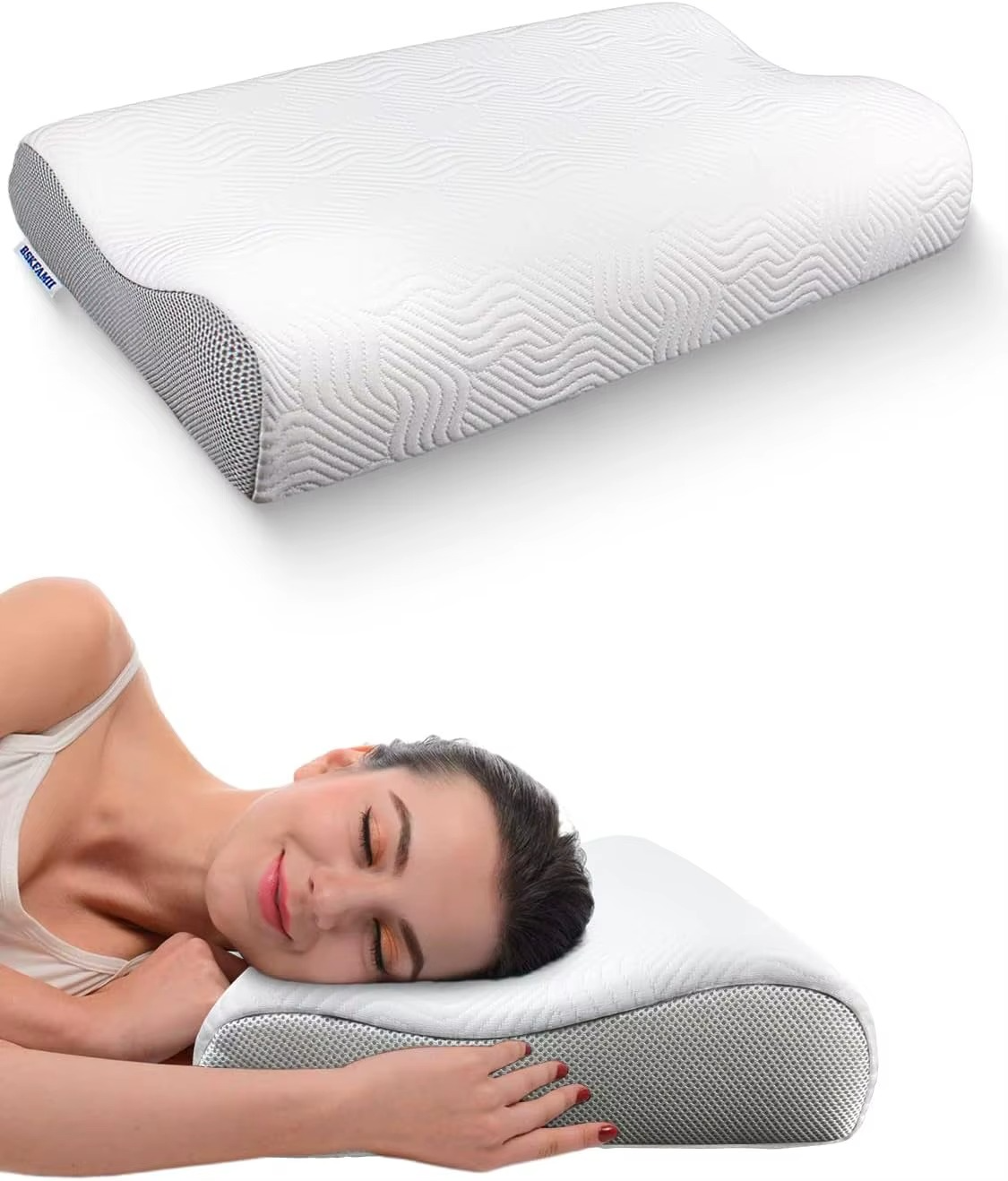 Memory Foam Contour Pillow for Neck Pain Relief - Ergonomic Cervical Pillow with 2 Heights