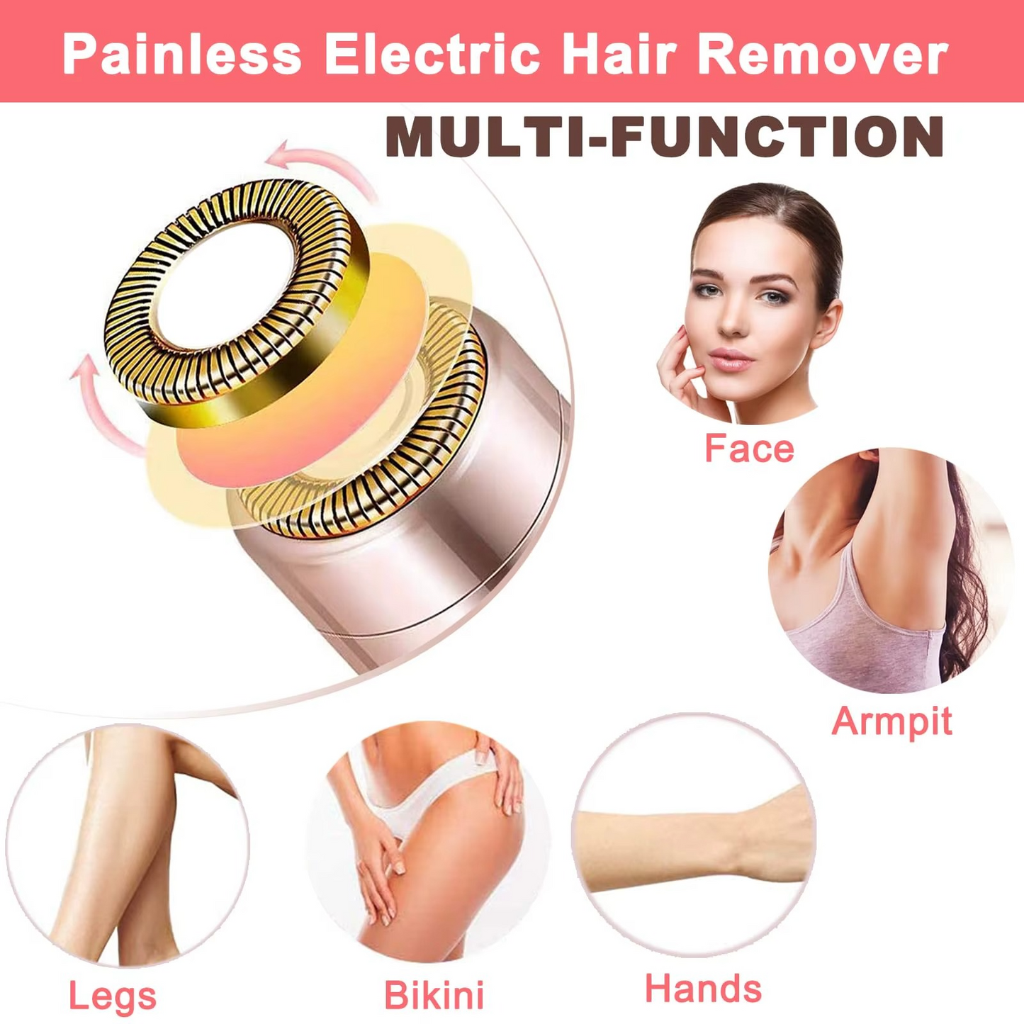Finishing Touch Hair Remover Electric Razor for Women with LED Light - Painless Portable Lipstick Hair Removal