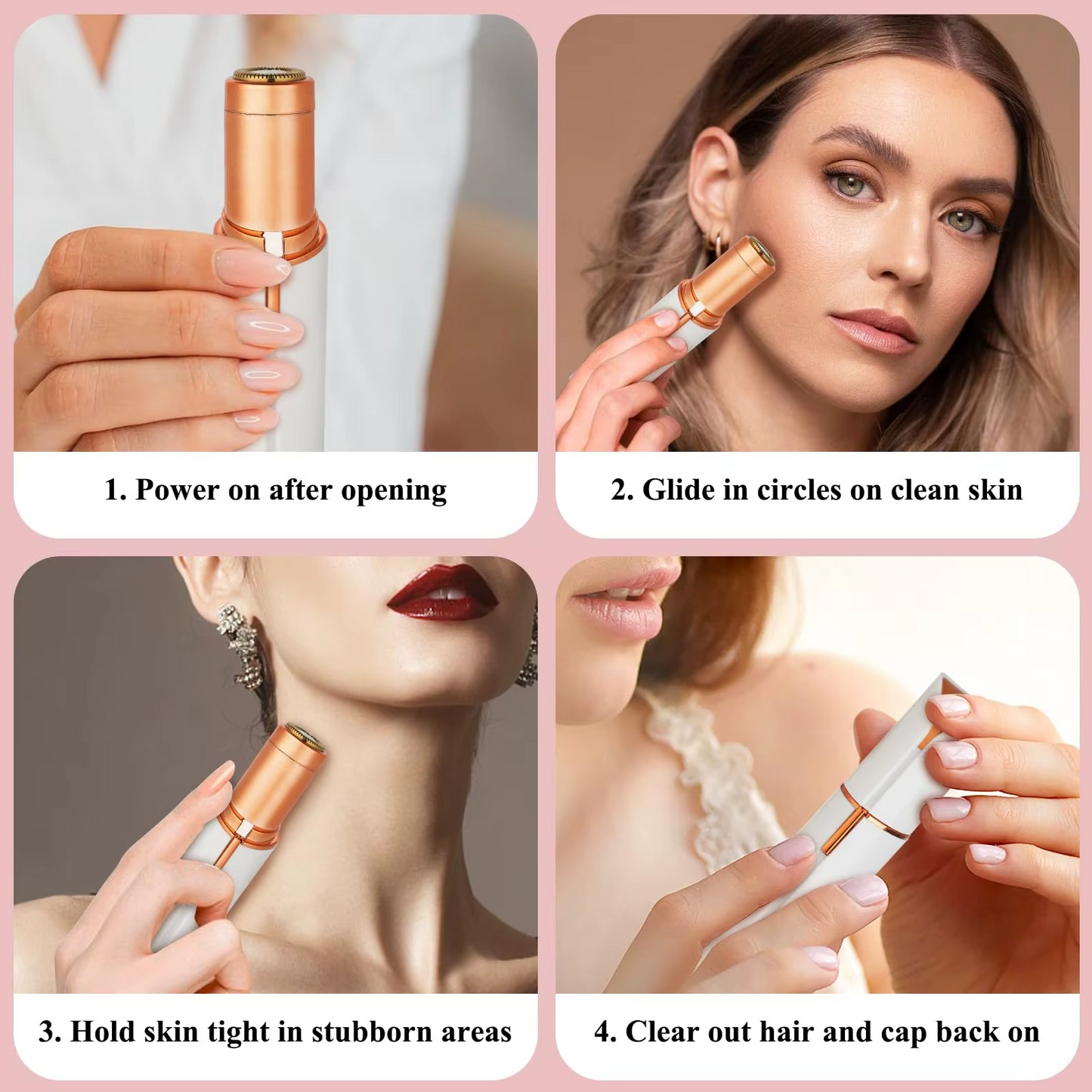 Finishing Touch Hair Remover Electric Razor for Women with LED Light - Painless Portable Lipstick Hair Removal