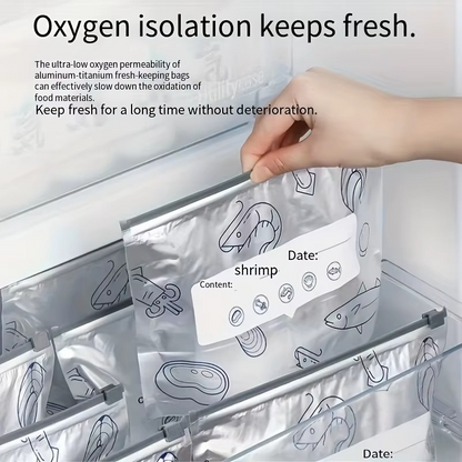 10/60pcs Aluminum Foil Storage Bags Freezer Sealed Organizers Food Packaging Reusable Pantry Odor-Proof Bag Kitchen Essential