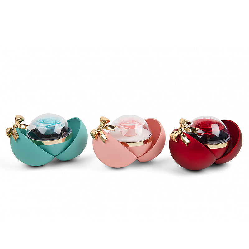 Round Blue Eternal Rose Jewelry Gift Box w/ Necklace